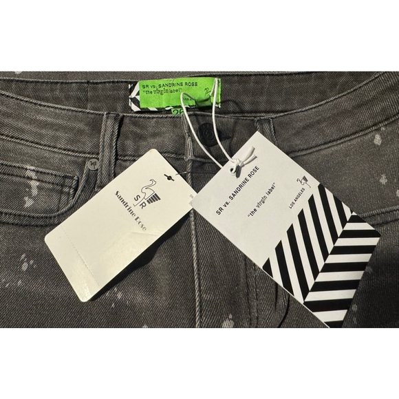 Sandrine Rose Polka Grey Straight Leg Jeans NWT Size 26 Modern Grunge Minimalist - Picture 5 of 9